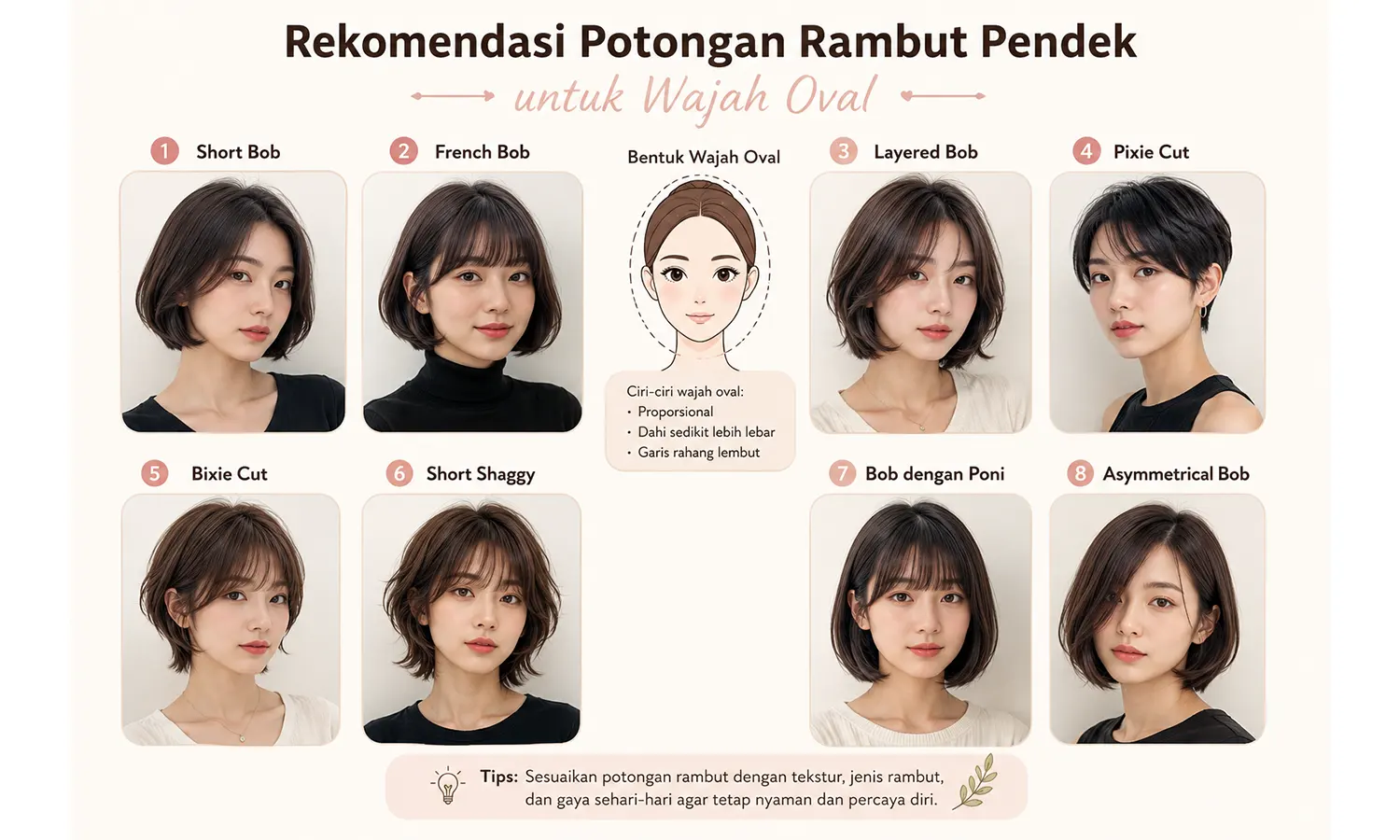 Rekomendasi Potong Rambut Pendek Wanita untuk Wajah Oval