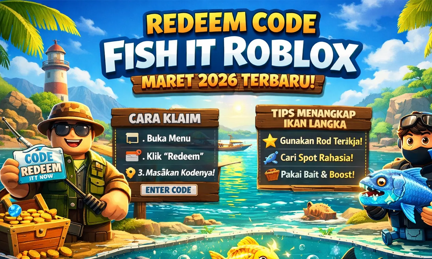 Redeem Code Fish It Roblox Maret 2026 Terbaru, Lengkap dengan Cara Klaim