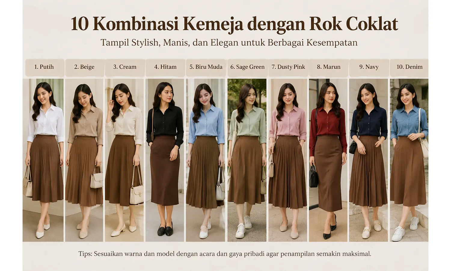 Rok Coklat Cocok dengan Kemeja Warna Apa? Ini 10 Pilihan