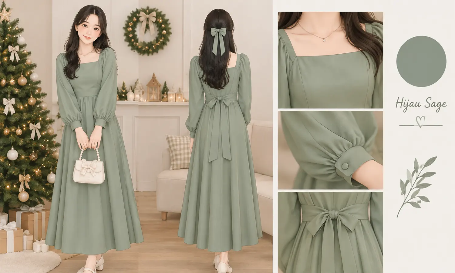 20 Ide Warna Baju Dress Natal yang Cantik dan Elegan